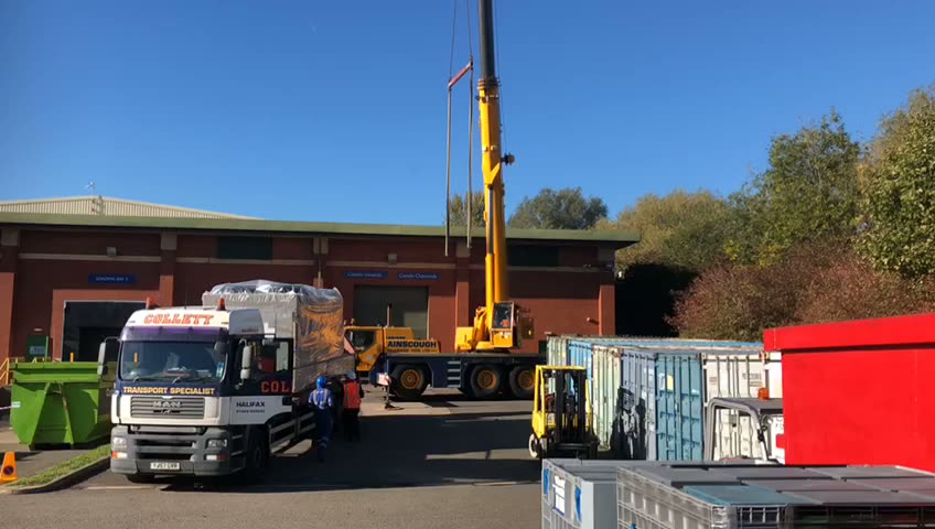 Scissor lifts supporting Air Handling Unit movement at Rotherham